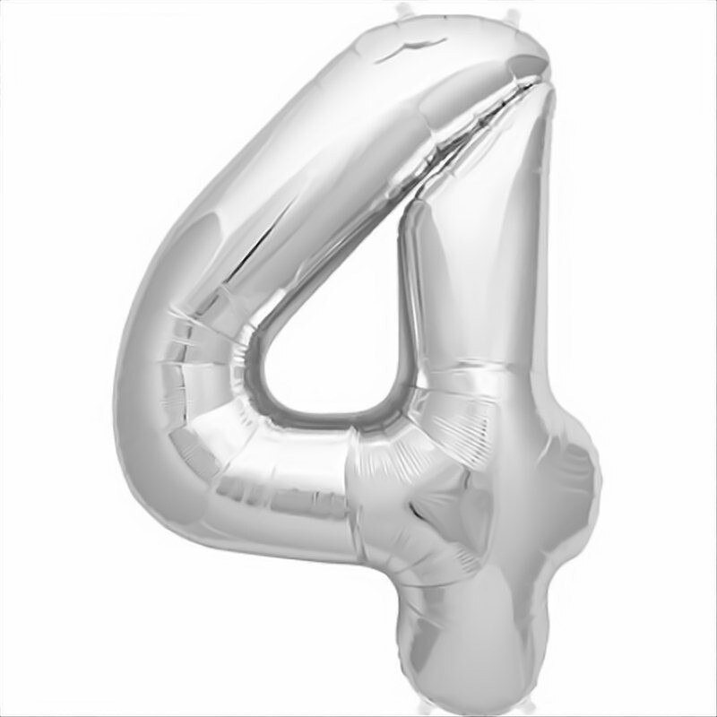 Balon folie mare cifra 4 argintiu - 86cm, Amscan 27984